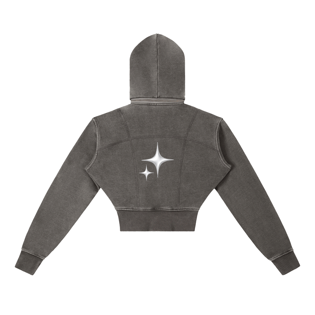 Vintage Washed Cropped Fleece Hoodie
