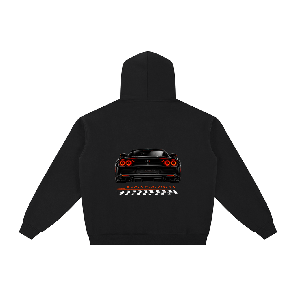 Sporty Car Fleece Zip-Through Hoodie